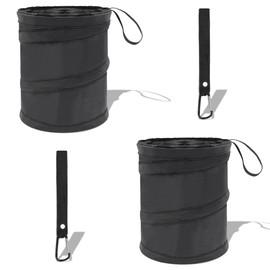 DUSCOKE Car Trash Can, Portable Collapsible Hanging Garbage Bin with Attached Hook&Elastic Band, Multipurpose Waterproof Pop-Up Car Trash Bag, Double-Layer Washable Vehicle Waste Basket (2PCS)