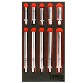 ARES 11025-10-Piece Extra Deep and Standard Length Spark Plug Socket Set – 3/8-Inch Drive Spark Plug Sockets - 2.5-Inch and 6-Inch Length 6-Point and 12-Point Sockets – Includes Foam Storage Tray