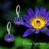 URONE Lotus Earrings 925 Sterling Silver Lotus Flower Dangle Drop