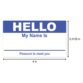 100 Name Tags - 2-5/16 x 4 inch - Hello My Name is Stickers Labels, Name Tags Visitor Sticker Badges Write on Adhesive Color Simple Basic Blank (Dark Blue)