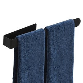 Soporte para toallas de mano, barra autoadhesiva para toallas de mano, de acero inoxidable para baño, se pega en la pared, color negro
