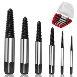 6 Piece Screw Extractor Set with Storage Box, Left Extractor Tool for Removing Broken Screws Pipes Bolts M3-M18, Spiral Screw Extractor for Workshop, Household Repair