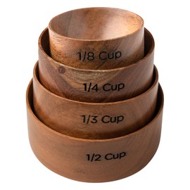 Karma, Acacia Wood Measuring Cups, Set of 4 Wooden Measuring Cups