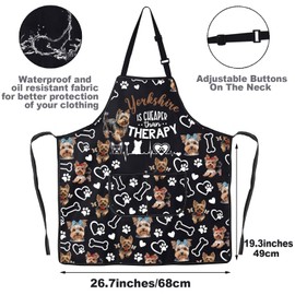 MYSOMY Yorkshire Terrier Apron With Pockets Yorkshire Terrier Mom Gifts Yorkshire Puppy Lover Gifts Yorkshire Terrier Kitchen Apron (Yorkshire Therapy)