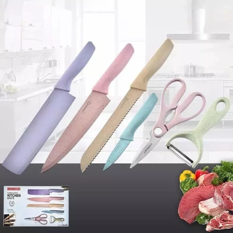 Everrich Juego 4 Cuchillos Con Tijeras Y Pelador Kitchen Color