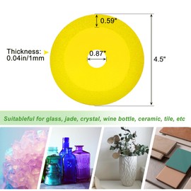 Mornajina 5Pack 4.5Inch Glass Cutting Disc 2.2 for Angle Grinder 7/8" (Model 115/125), Yellow Diamond Cutting Blade Disc Grinding of Ceramic, Jade, Crystal, Wine Bottles, Tile