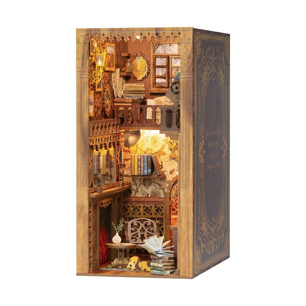 Fsolis DIY Book Nook Kit, DIY Miniature Kit DIY Miniature kit Decorative Bookcase BookendsBook Nook Shelf Insert DIY Booknook Kit (YS05)