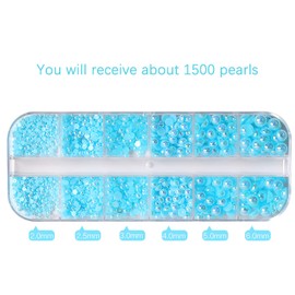 Pearl Decorations Nail Charms Round Nail Parts ,Half Round Nail Art Supplies, Shiny Design Nail Pearls for Women Jewelry Nail Art Accessories DIY Craft Bag,Shoes,Cup Decoration (Navy)