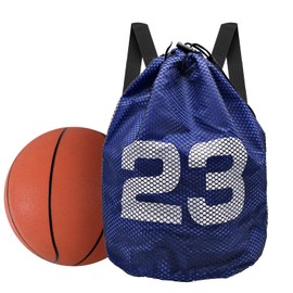 INHEMING Balltasche Basketball Tache,Drawstring Mesh Rucksack, Ball Tasche Rucksack für Basketball Fußball Volleyball - Blau