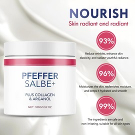 Pepper Ointment for Tanning, 100 g Pepper Ointment Rich with Plus Collagen & Argan Oil, Face Cream for Anti-Wrinkles, Anti-Ageing, Skin Firming, Rejuvenating
