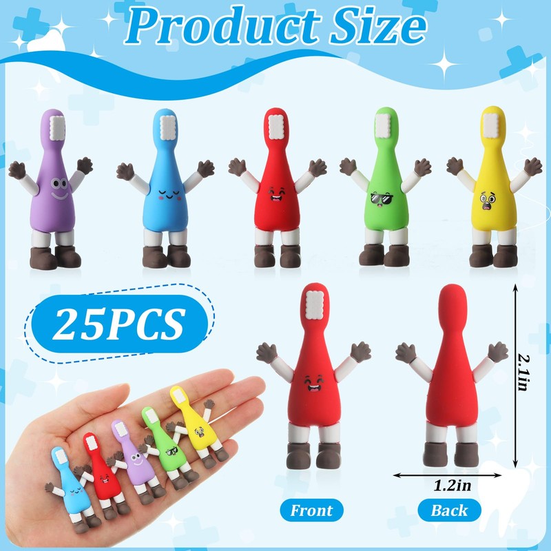 Thyle 25 Pcs Mini Dental Prizes Tooth Figures Party,Funny Expression