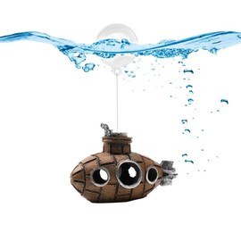 kawosun Floating Fish Tank Decoration Cute Retro Submarine Aquarium Decoration, Safe Fish Toy Betta Cichlid Gold Fish Shrimp Hermit Crab Game Companion Aquarium Accessories