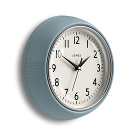 JONES CLOCKS® Ketchup Wall Clock | Round Retro Diner Clock | 10 inch | Pale Blue | Ideal for The Kitchen, Living Room, Office or Bedroom | Easy to Read Numbers