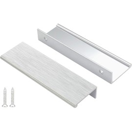 Peaha 10 Pack Kitchen Cabinet Handles 3-3/4 inch Brushed Nickel Pulls for Dresser Drawers Door Edge Finger Pull Hardware