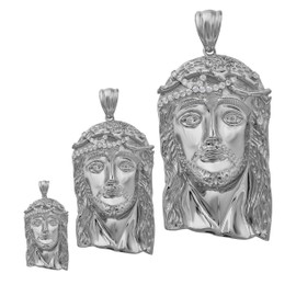 HarlemBling Solid 925 Sterling Silver Iced Out Jesus Piece Pendant - Men's - Great For Any Chain! (Small (1"))