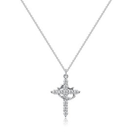 Tewiky Crown Cross Necklace For Women Trendy Cross Rotated Crown Necklace Give Gift Box For Black Friday And Christmas Gift - Colour: SL cross necklace