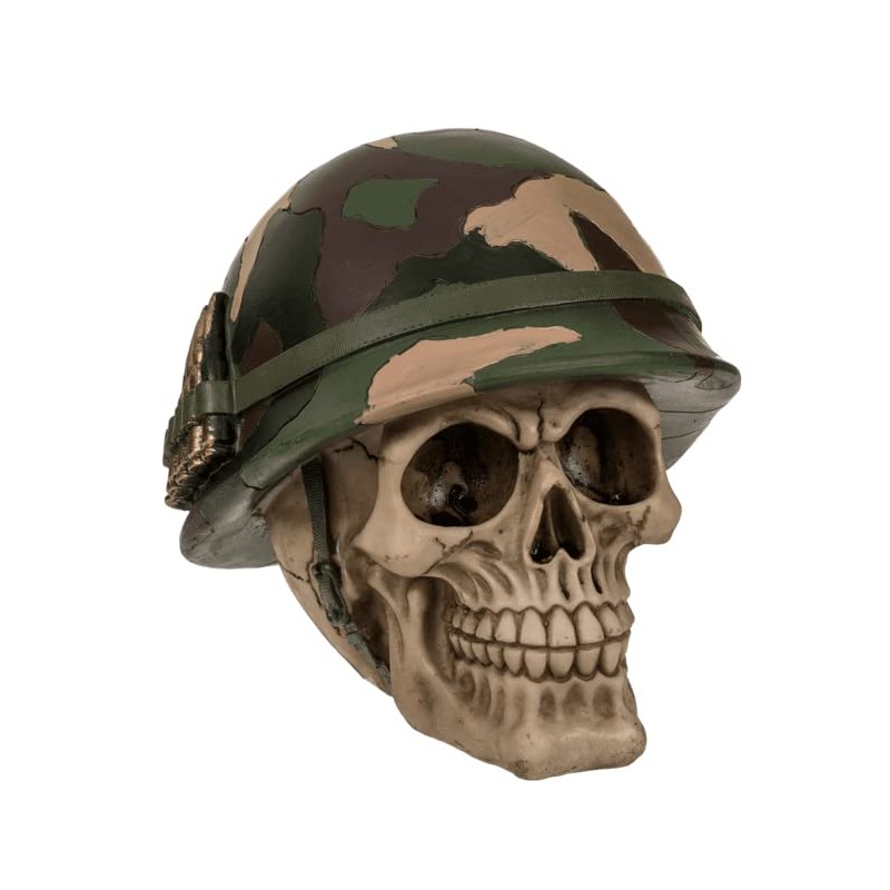 OOTB 78/5759 Polyresin Savings Bank with Lock, Skull with Army