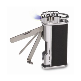 Vertigo Puffer Black & Polished Chrome Traditional Flame Pipe Lighter