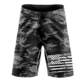 Tactical Pro Supply American Flag Board Shorts - Black Camo (Size 32)