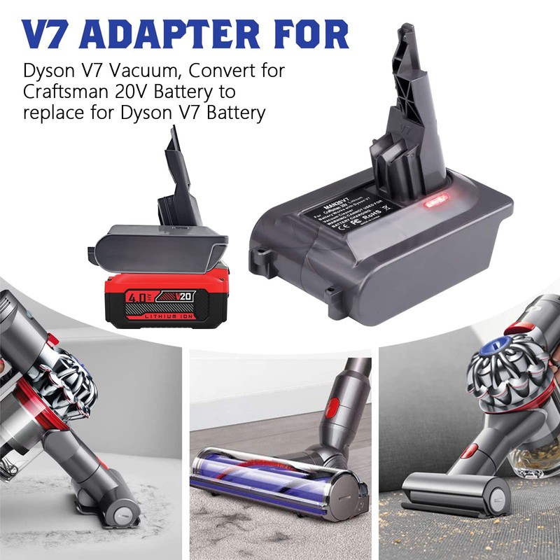 BTRUI for Dyson V7 Battery Adapter for Craftsman 20V Battery