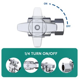 PURAGEIR 5 Pack Angle Stop Valve,1/2 in. NOM Compression x 3/8 in. OD Compression Angle Shut Off Valve,5/8" OD x 3/8" OD 1/4 Turn Faucet Valve,Water Stop Valve