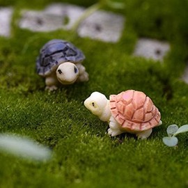 Gammaeon Tortoise Ornament, 2Pcs Mini Tortoise Model Fairy Garden Miniatures House Terrarium Home Desktop Succulents Micro Landscape Decoration Statues