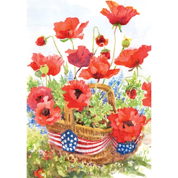 Toland Home Garden 111180 Patriotic Poppies Patriotic Flag 12x18 Inch Double Sided Patriotic Garden Flag for Outdoor House Flower Flag Yard Decoration