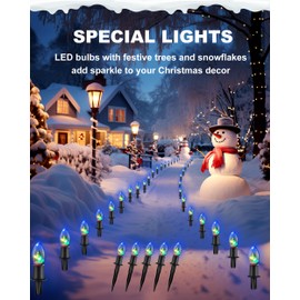 Christmas Pathway String Lights Outdoor- LED 24.5ft Christmas Path Marker Light with 20 C9 Christmas Tree Light Bulbs Decor, Connectable Waterproof Walkway Lights with Stakes for Xmas Lawn Yard Garden