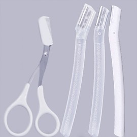 Portable Eyebrow Trimmer & Scissor Set with Detachable Comb Set 3ea