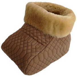 Footmuff Foot Warmer FUSA-NW-CAM-CAM Quilted Fabric with Real Merino Lambskin Lined 25 mm Camel-Camel