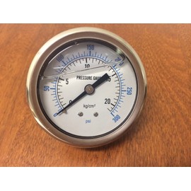 Liquid Filled 2.5" Face 300 PSI Air Pressure Gauge Center Back Mount