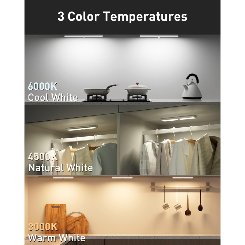 SZOKLED Under Cabinet Lights, 20LED Under Cabinet Lighting Rechargeable, Remote