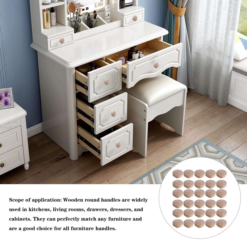 BQLZR 30pcs Wooden Round Mushroom Shape Furniture Pull Knobs Wooden