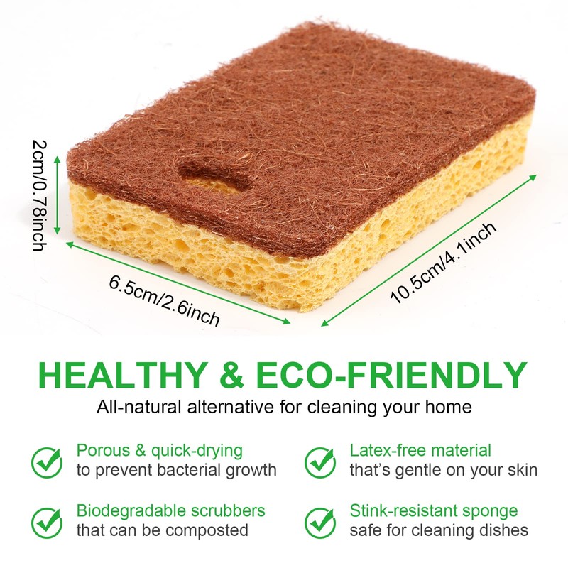 Biodegradable Natural Kitchen Sponge Eco Scratch Free Compostable Cellulose Sisal
