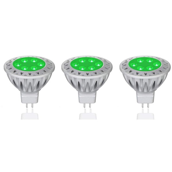 Makergroup Green MR16 LED Bulb, Bright Landscape Lights,12V Low Voltage Gu5.3 Bi-pin Spotlights 35-50W Halogen Replacement Bulb for Outdoor Landscape Decoration Lighting and Indoor Track Light 3-Pack