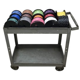 Sherco-Auto - 14 AWG Gauge Primary Tracer Marine Wire - 100 FT Spool/Coil of Red Wire & Black Stripe Tinned Copper Electrical Wire - Made in USA