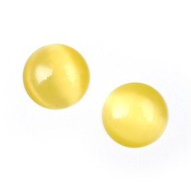 Idin Clip-on Earrings - Yellow glass with cat eye effect flat back round (approx. 16 x 16 mm)