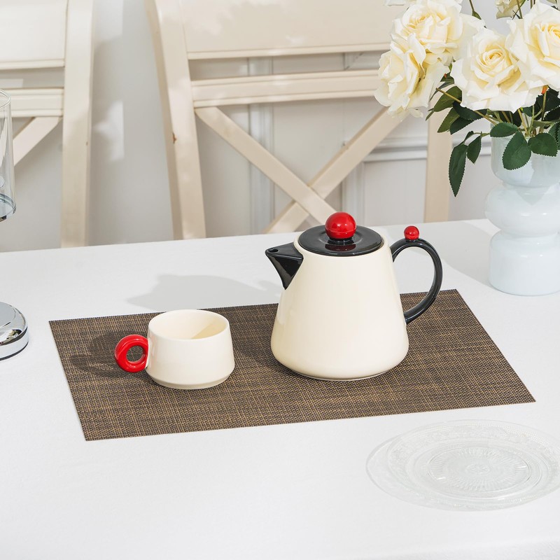 BACKTOEDEN Leakproof Placemats Set of 6, 2-Layer Waterproof placemat for
