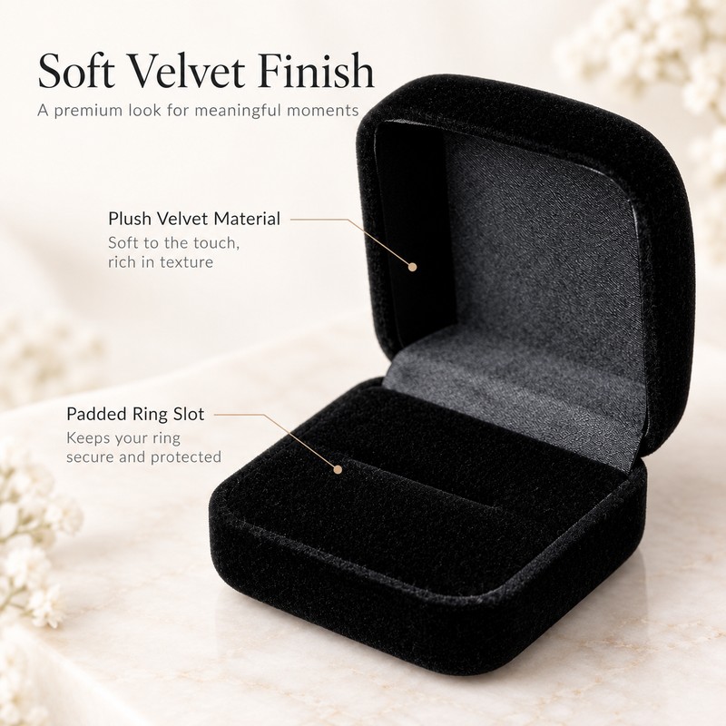 Black Velvet Ring Box – Foldable Engagement & Wedding Ring