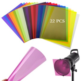 22 Stück Farbfolien für Scheinwerfer, A4 Farbfolien Gel Farbfilter, Transparent A4 Filter Film, Quadrat Farbkorrektur Fenster Folie, Farbfilm Farbfilter Hitzebeständig für Lampen