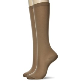 Gunze AR0215 Women's Socks, Loose Fit, Below Knee Length, Same Color, 2 Pairs, brown (light brown)