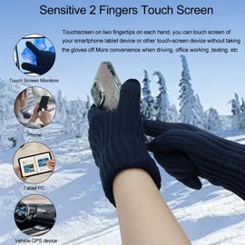 Long Keeper Touchscreen Winter Gloves - Warm Liner Touch Screen Warm Gloves for Men Women Stretchy Knit Gloves Windproof Elastic Cuff for Running Driving Hiking (Navy Blue)
