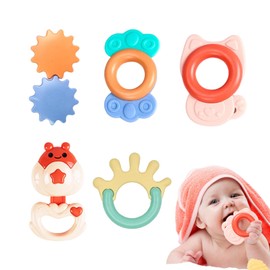 Baby Rasseln Spielzeug Set, 5 Stück Beißring Shaker Grab Spin Rassel Spielzeug für 0-12 Monate Babys, Rassel Baby Beißspielzeug Set,Kauspielzeug BPA-frei