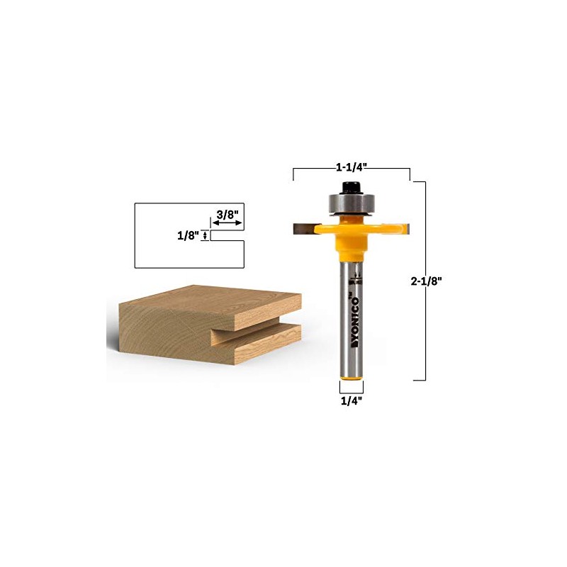 YONICO Slot Cutter Router Bit 1/8-Inch Height X 3/8-Inch Depth