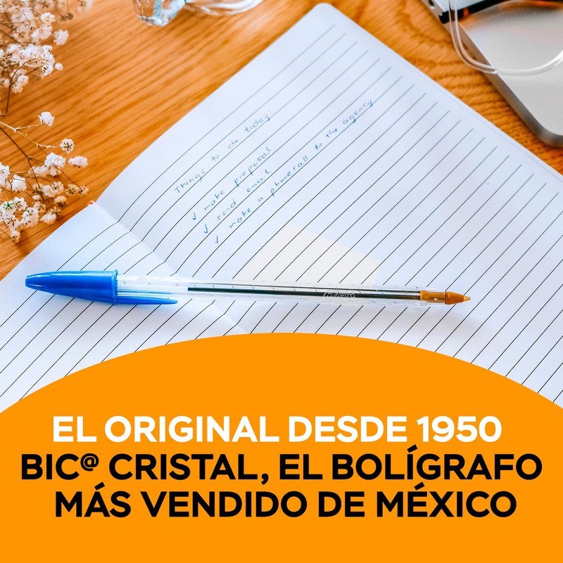BIC Bolígrafo Cristal Punto Mediano 1.0 mm Cuerpo Hexagonal Tapa