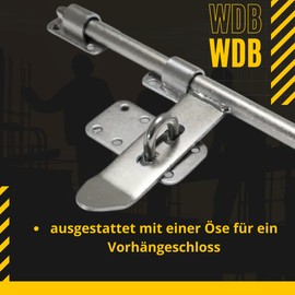 WDB - Door Bolt - Door Lock 340 mm - Galvanised Garden Gate Lock - Bolt Lock for Gates and Doors - Steel Gate Bolt - Robust Lock Bolt - Bolt for Gate - Bolt Bolt