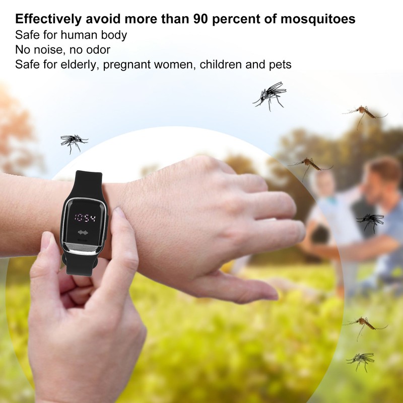 Mosquito Repellent Watch Bracelet Time Display Temperature Measurement Stylish Ultrasonic