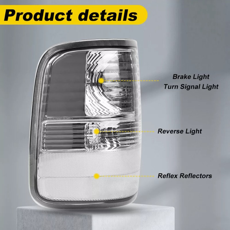 Mayello Chrome Tail Lights W/Bulbs For 2004-2008 Ford F150 F-150