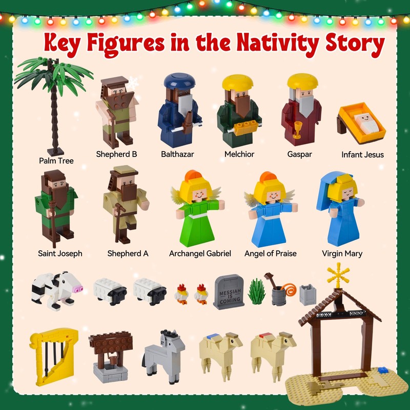 Nativity Advent Calendar 2025 Kids - 24 Days Christmas Countdown