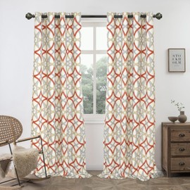 DriftAway Linen 100% Blackout Curtains for Bedroom Linen Look Room Darkening Curtain Draperies Thermal Insulated Grommet Textured 52 Inch by 84 Inch 2 Layers 2 Panels Alexander Red